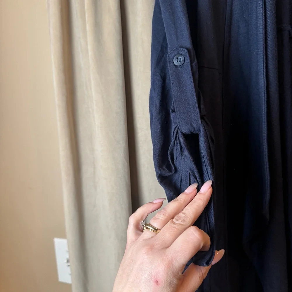 Anthropologie Bordeaux Los Angeles Navy Blue Open Cardigan Casual Lounge 00s Y2K